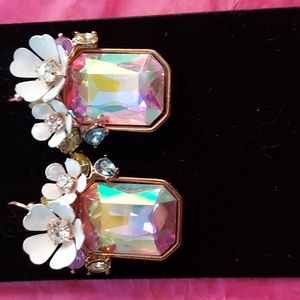 Betsey johnson floral drop cluster  earrings  with fish hook closure.